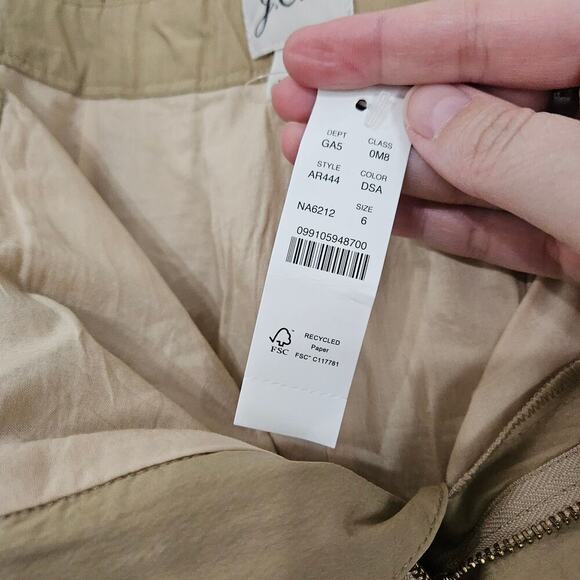 NWT J. Crew Tan Paper-Bag Waist A-Line Belted High Rise Midi Skirt Size 6 Small - Picture 8 of 8
